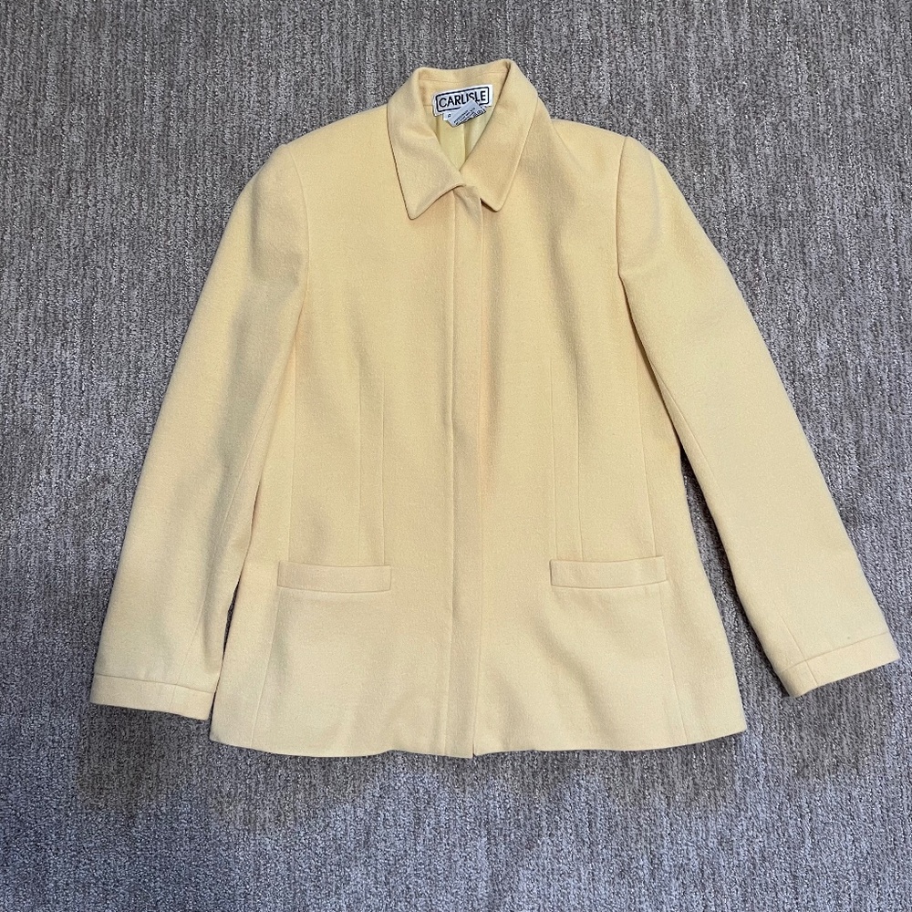 Carlisle Yellow Wool Cashmere Angora Blend Zip Car Coat – Size 8